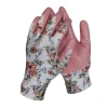 13 Gauge Pink Nitrile Palm Coated Flora Patterns Printing Polyester Liner Gardening Work Gloves