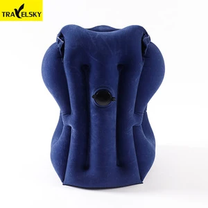 1341305 Travelsky wholesale bolster PVC flocking Inflatable wedge neck travel pillows