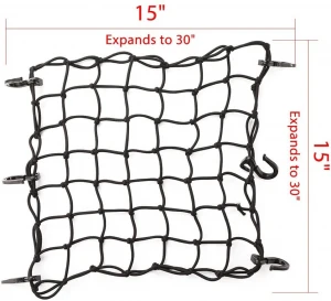 15&quot;x15&quot; Black Latex Bungee Cargo Net With Plastic Hooks For Motorcycle Bike