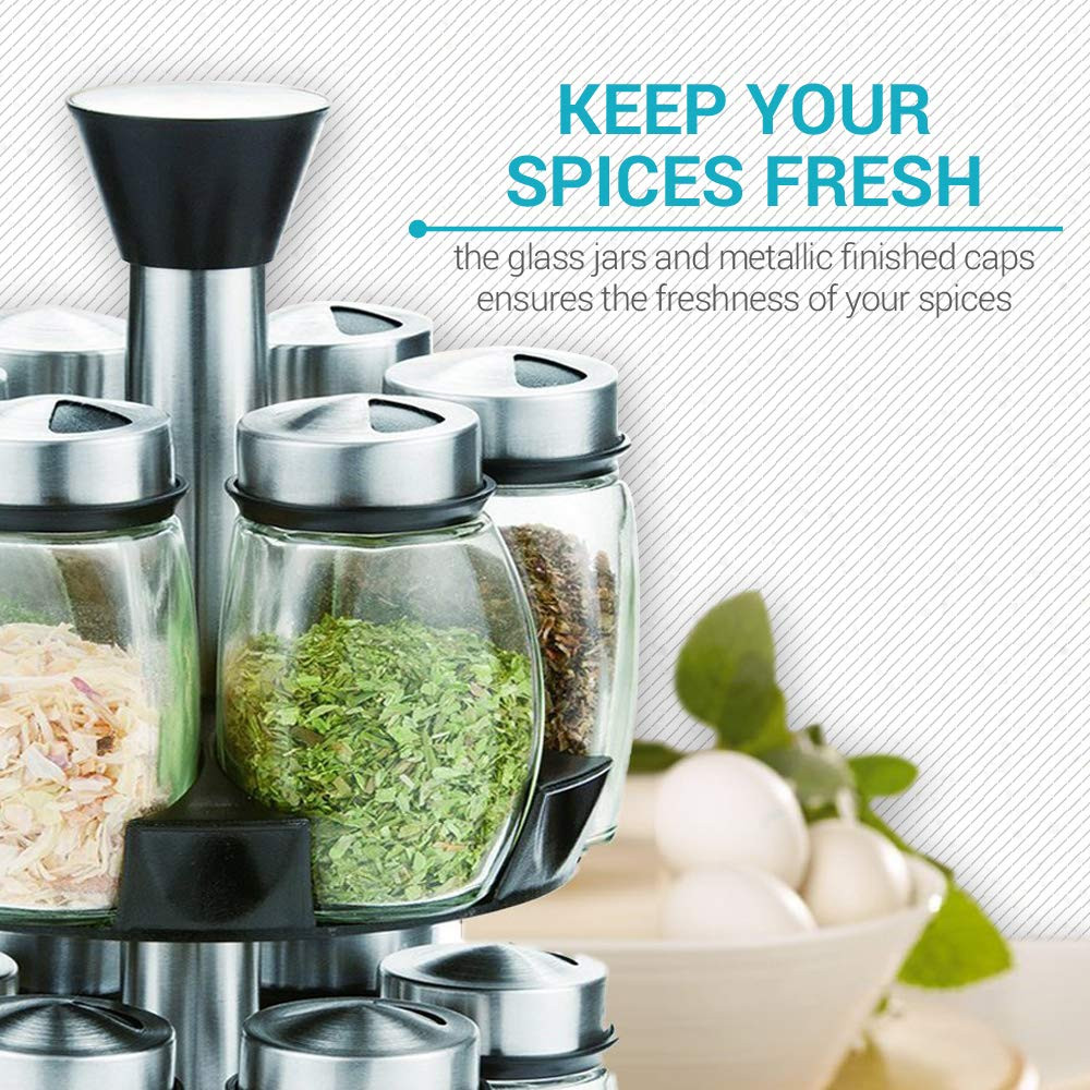 Buy 16-12-jar Revolving Spice Rack Organizer, Spinning Countertop Herb ...