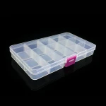 17.5*10.2*2.2cm Durable Transparent Visible Plastic Fishing Lure Storage Box Case Fishing Tackle Box With 15 compartments