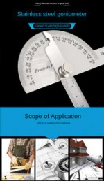 180 Degree Adjustable Protractor Multifunction Stainless Steel Roundhead Angle Ruler Mathematics Measuring Tool