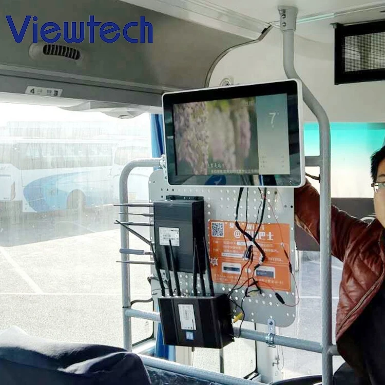 18.5 inch City bus Advertising screen 24V metallic pipe mount 1080P av input Tempered glass Lcd monitor For Suburban bus