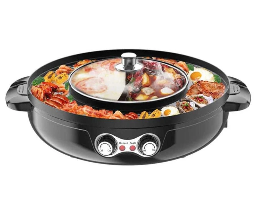 2 in 1 Electric Smokeless Grill and Hot Pot Electric Hot Pot   Grill pan   electric hot pot   Electric bbq Grill
