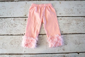 2018 Hot Sale Kids Ruffle Bottom Pants Red Cute Newborn Clothes Girls Triple Ruffle Pants Wholesale