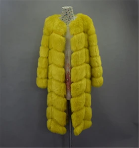 2018 new high quality cheap faux Fox Fur Vest fake Fur Coat For Jacket female coats Vest Waistcoat 110cm long Fur Coats
