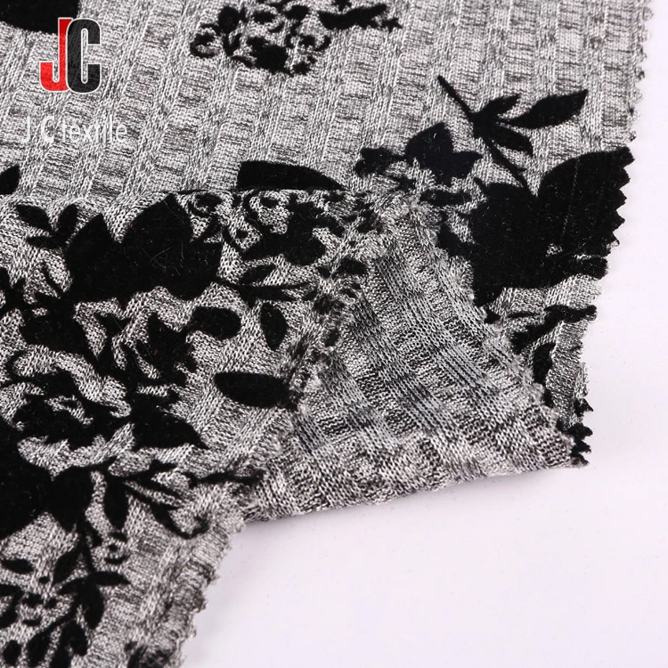 2019 polyester brushed fabric  RIB knit  flocked fabric