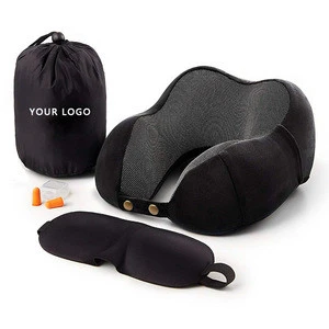 2019 Promotion price meory foam travel kit airplane bus train nap office u shaped neck pillow with sleep mask+earplugs