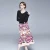 Import 2019 Sweet air printed and spliced knitted dress new round neck long sleeve hollow pleated skirt from China