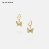 2020 fashion jewelry 18k gold plated cubic zirconia brass drop earrings butterfly earrings