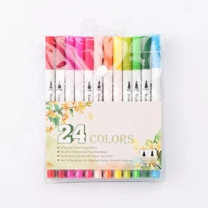 2020 new design 24 colours journal dual tip brush pens artist marker pens for coloring
