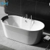 2021 Custom Wholesale Outdoor White Acrylic Large Oval Stand Alone Oversized Pedestal One Piece Minimalist Bath Tub With Shower