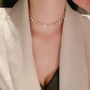 2021 fashion trendy hollow pearl necklace gold plated