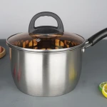 2021 latest multi-functional household stainless steel Sauce Pan milk pan with glass lid set