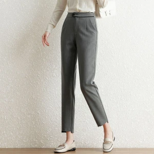2021 Spring And Summer Cotton And Linen Leg Thin Casual Professional Women Loose Stright Pants