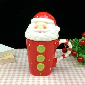 2023 Hot Sale Christmas 3d Santa Claus Ceramic Mug Cup s Winter Snowman Promotional Coffee with Lid