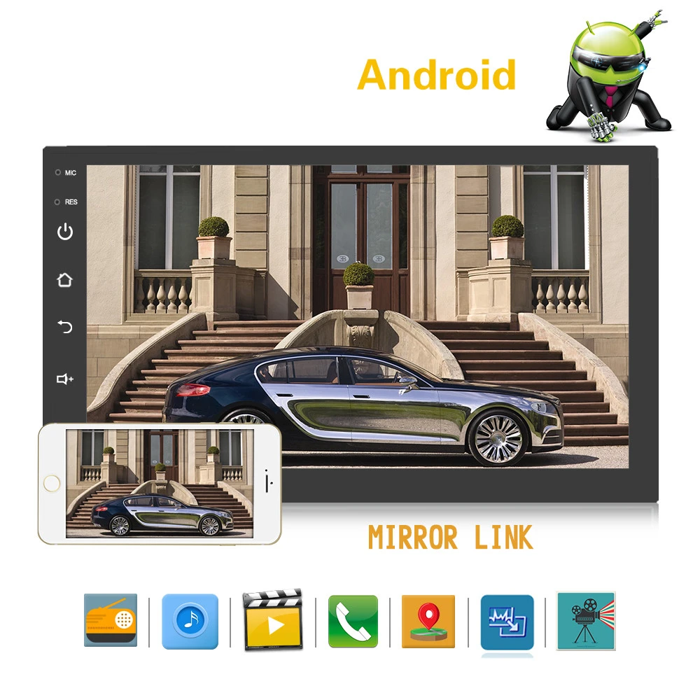 2Din 7&quot; Android universal vehicle bluetooth GPS navigation wireless multimedia player