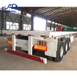 3 Axles 40 feet 20ft 40ft 28t landing gear  flat container flat bed trailer 40-60t used flatbed semi trailers