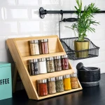 3 Tier Bamboo Spice Rack Jar Bottle Wooden Storage Shelf Multi-functional Kitchen Spice Holder Organizer