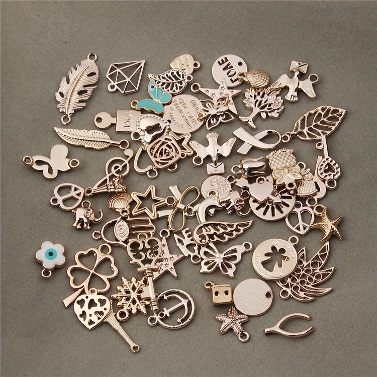 36pcs/bag wholesale Metal Bracelets Necklace Charms Handmade European Floating Charm Pendant for Diy Jewelry Making Finding