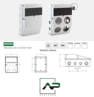 380x280x130 ABS PC Plastic Electronic Project Box  Waterproof Junction Box IP66 IP65 with CE CE, RoHS, ISO 9001:2015 Housing