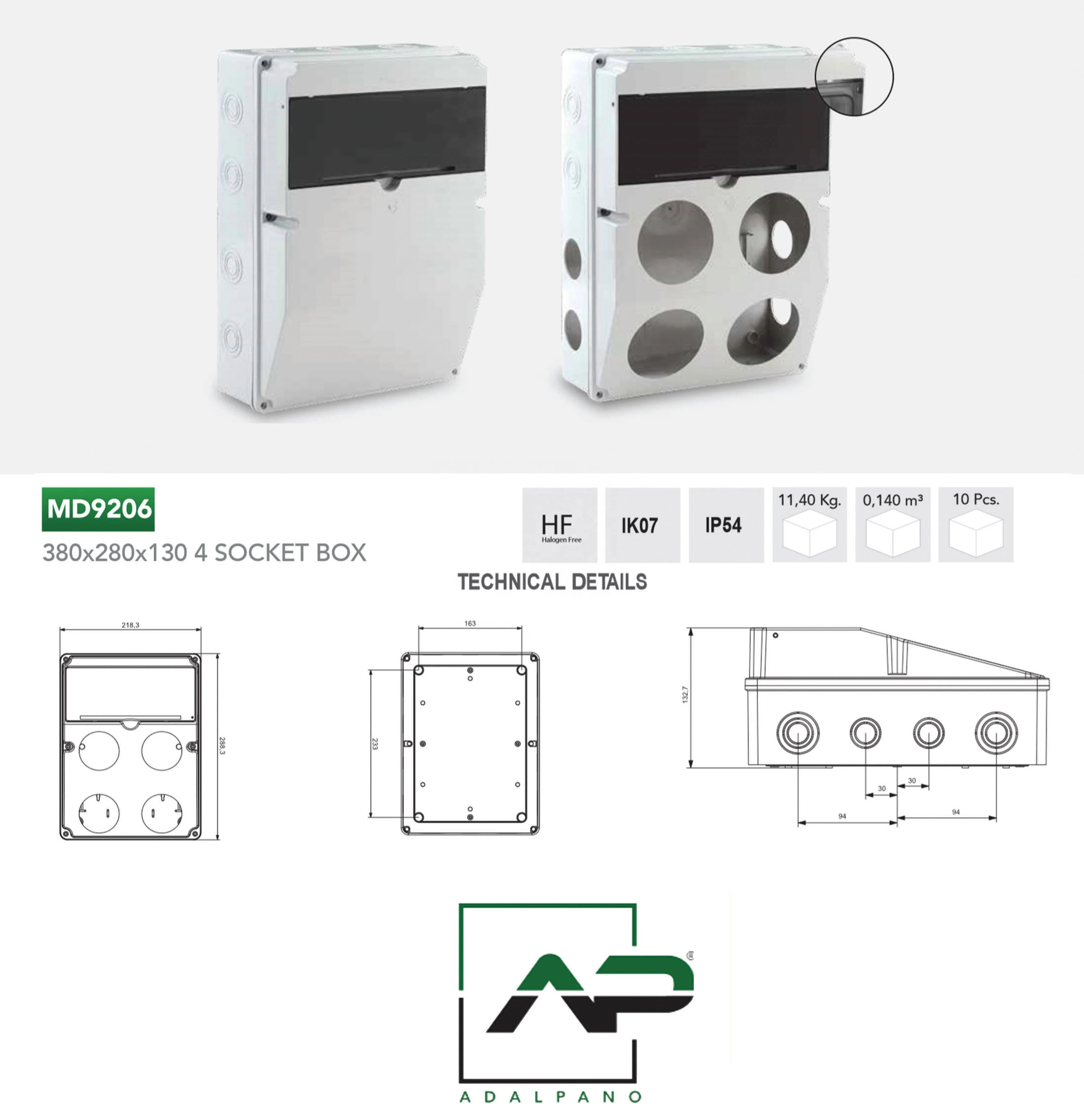 380x280x130 ABS PC Plastic Electronic Project Box  Waterproof Junction Box IP66 IP65 with CE CE, RoHS, ISO 9001:2015 Housing