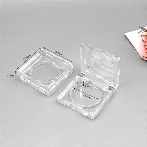 39.6mm inner diameter Transparent Empty Acrylic Compact Powder Case Square Empty Plastic Eyeshadow Palette Case