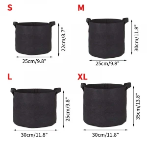4 / 5 / 10 / 15 / 20 / 30 / 40 gallon black wholesale felt grow bag plant container pots