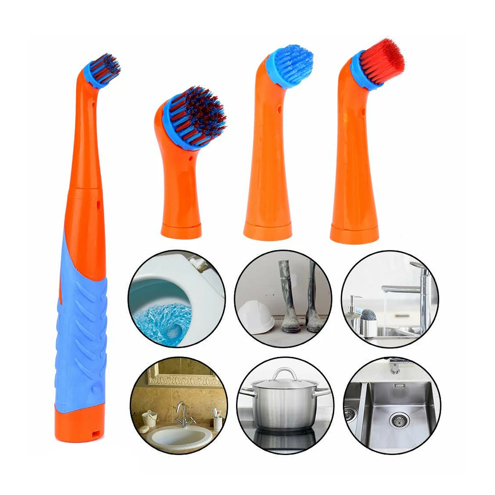 4 in1 Electric Sonic Scrubber Cleaning Brush Household Brush for Bathroom Kitchen
