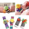 4 pcs Cute Animal Soft Baby Socks Toys Wrist Rattles and Foot Finders for Fun