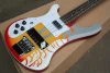 4 Strings Left-handed Electric Bass Guitar with Colorful Pattern,Rosewood Fingerboard,can be customized