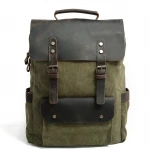 8064K-1Vintage Crazy Horse Leather Outdoor Laptop Men Canvas Backpack