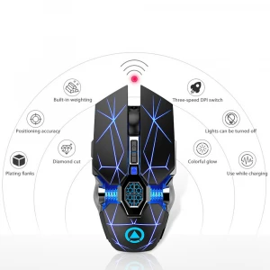 A7 Rechargeable Wireless Silent Mouse LED Optical USB Mechanical 1600DPI Gaming Mouse For PUBG Gamer