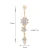Import AAA Cubic Zirconia Yellow / White Gold Plated Belly Rings Long Flower Design Pendant Body Jewelry from China
