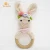 Import Adorable beechwood crochet baby wooden rattle bunny teether with bracelet clip set from China