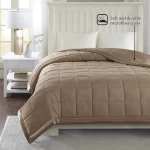 All Season Down Alternative Quilted Blanket with Satin Trim  Duvet Insert or Stand Alone Comforter Full Camel