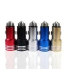 Aluminum Alloy USB Mobile Phone Car Charger 2.4 Amp Double USB Car Charger