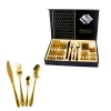 Amazon Hot Sale Spoon Fork Gold Cutlery Flatware Set Stainless Steel 24pcs Cutlery Set with Gift Box