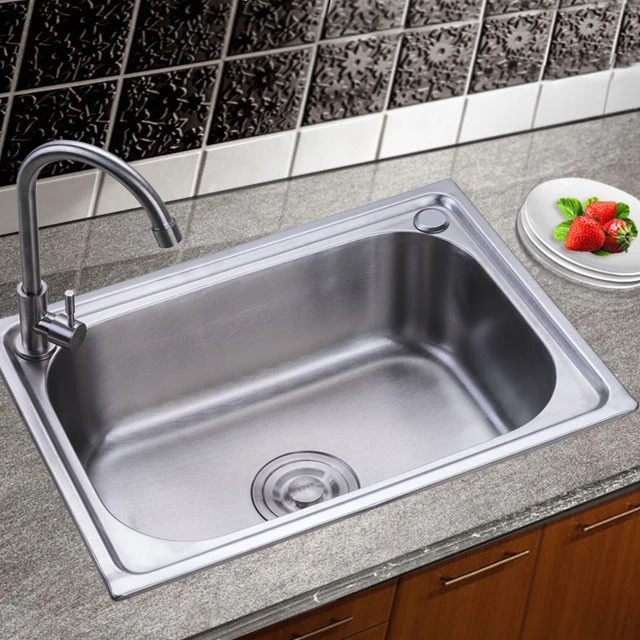 amazon supplier single bowl  stainless steel above counter apron wash basin kitchen sinks