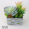 Artificial green succulent plant with cement pot