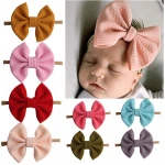 Baby turban Nylon big bow headwrap Infant Newborn Hair ring baby kids Elastic headwear hairbands for little girls