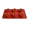 Baked goods 6 link crown brick-red silicone soap mold wholesale cake mold