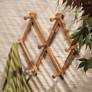 Bamboo Expanding Wall Rack 7 Hooks Multi-purpose Vertical or Horizontal Wall Mount