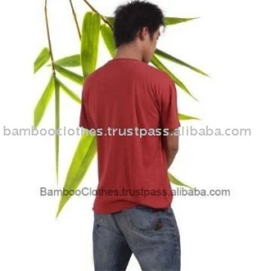 Bamboo Fiber Mens Fashion Red Soft Oem Single Color Custom Printing T Shirt