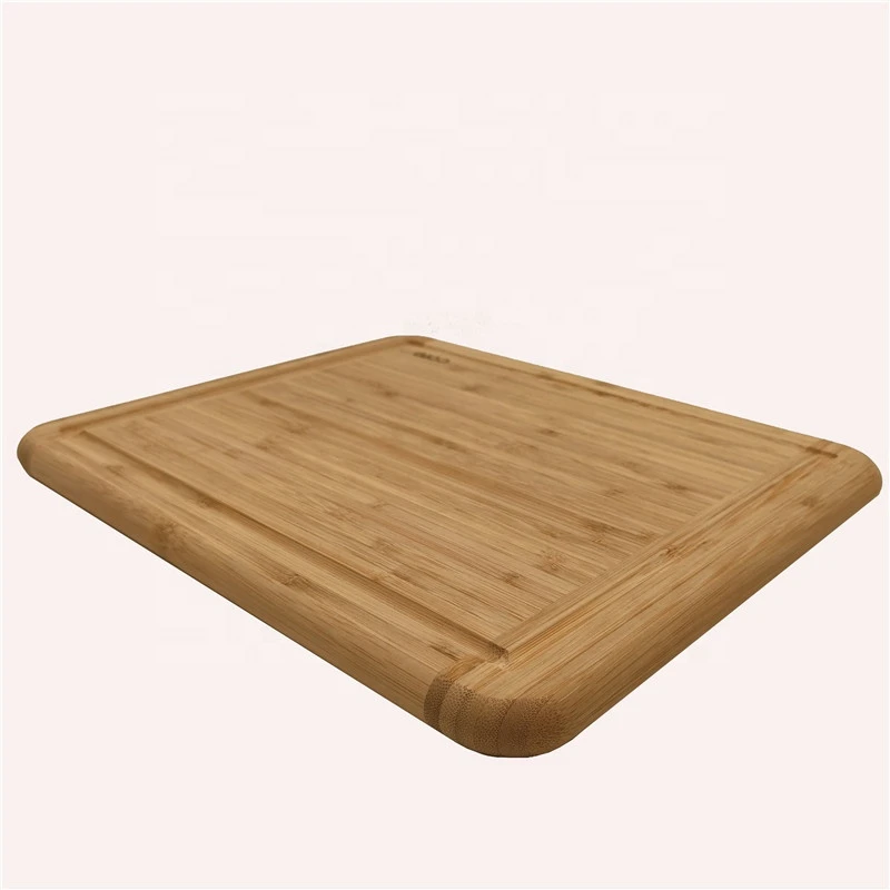 Bamboo square cutting board wood chopping block serving board with juice groove