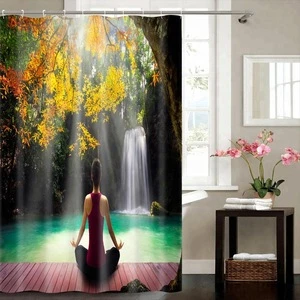 Bathroom 3d printing polyester shower curtain fixed designs custom patterns welcome