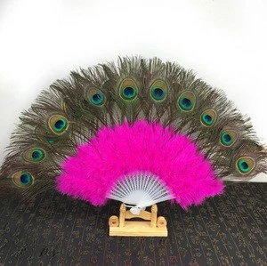 Belly Dance Costumes,Beautiful Dance Accessories Peacock Feather Fan in Stage Performance for Ladies