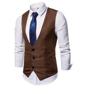 best quality mens suit waistcoat sleeveless one button vest
