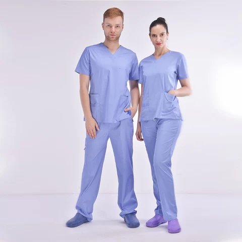 Best sale unisex hospital uniform suit manufacturer nurse medical scrubs polyester and rayon with spandex fabric