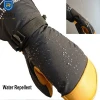Best Sell Taslon back Breathable Genis Cowhide Custom Thinsulate C100 Waterproof Winter Leather Ski Gloves Ski Mittens
